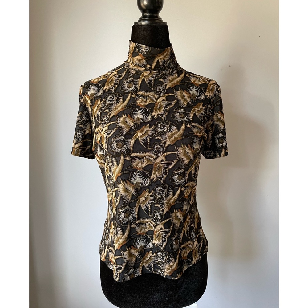 Vintage Floral Mockneck Short Sleeve (S)
